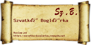 Szvatkó Boglárka névjegykártya